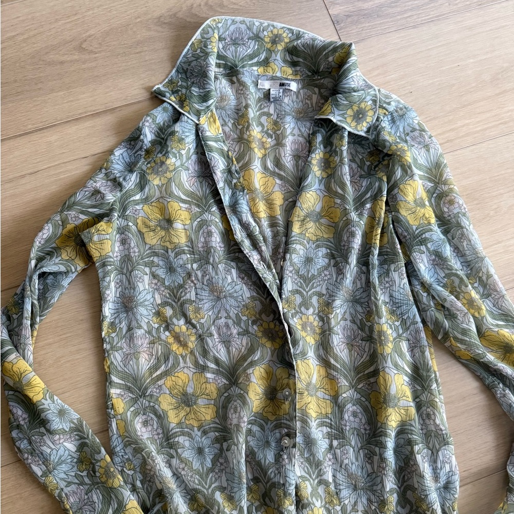 Amuse Society Floral Boho Button Down